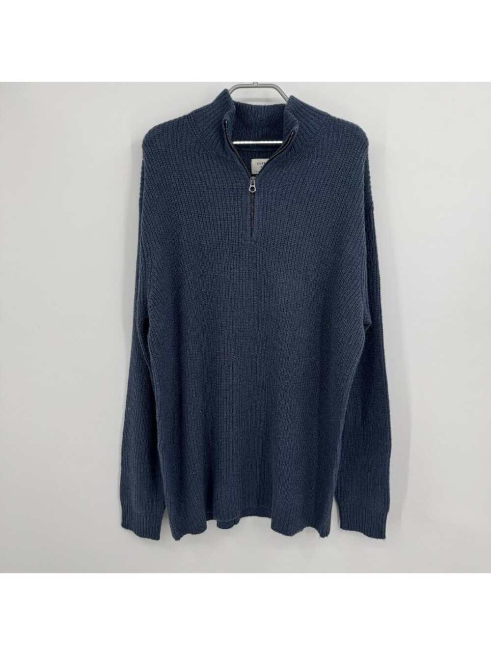 American Eagle Navy Quarter Zip Pullover Sweater size XL Tall Men's Wool Blend